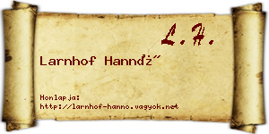 Larnhof Hannó névjegykártya